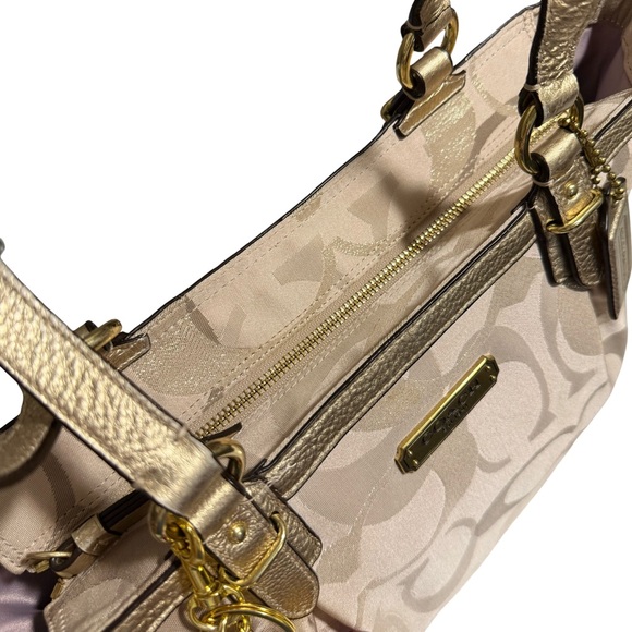 Coach Metallic Gold and Cream Tote - Picture 8 of 10